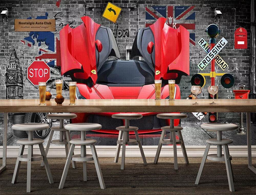 3D Car Indicator Letter Gray Wall Mural Wallpaper YXL 876