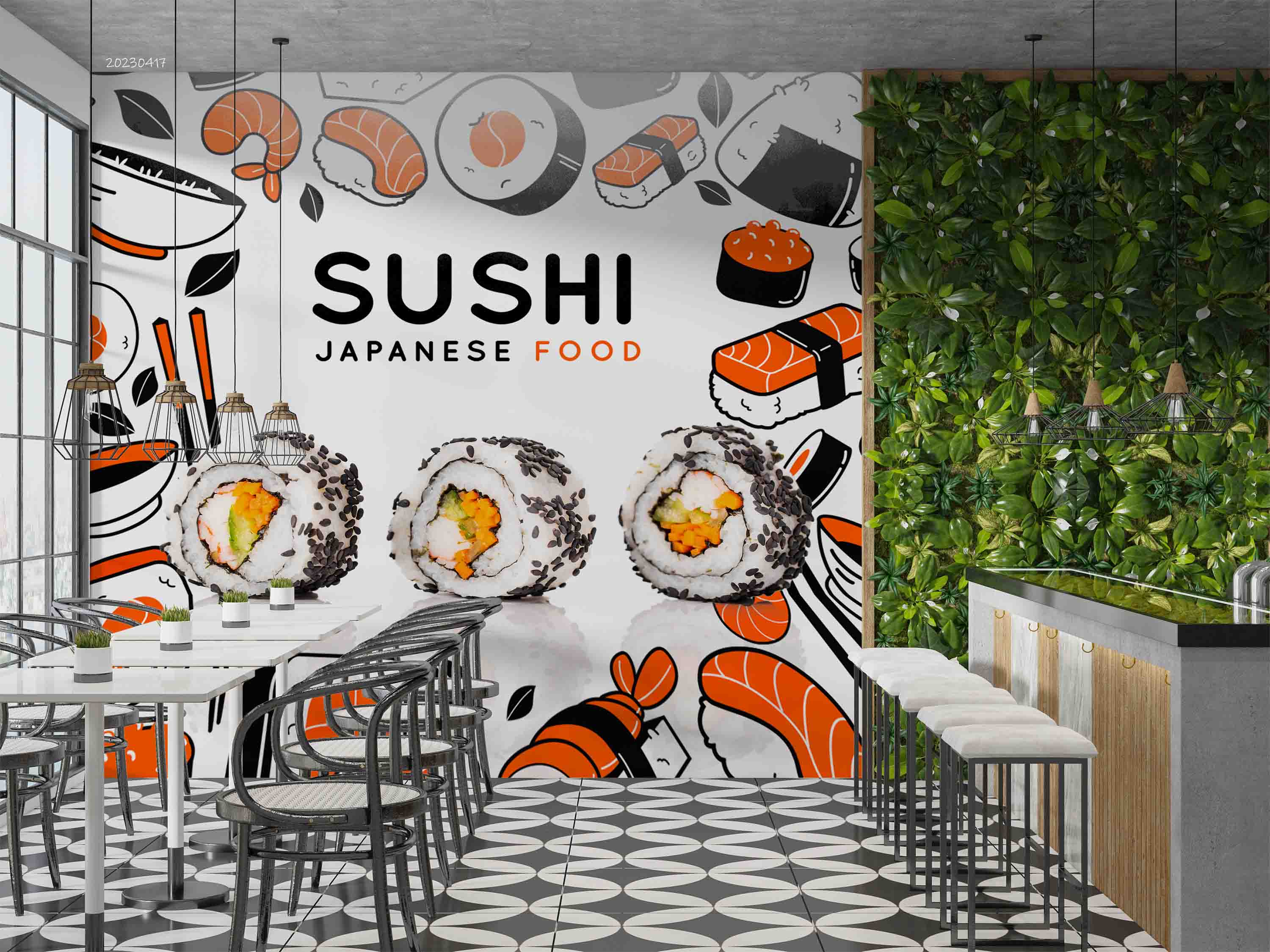 3D Japanese Restaurant Sushi Wall Mural Wallpaper GD 5489- Jess Art Decoration
