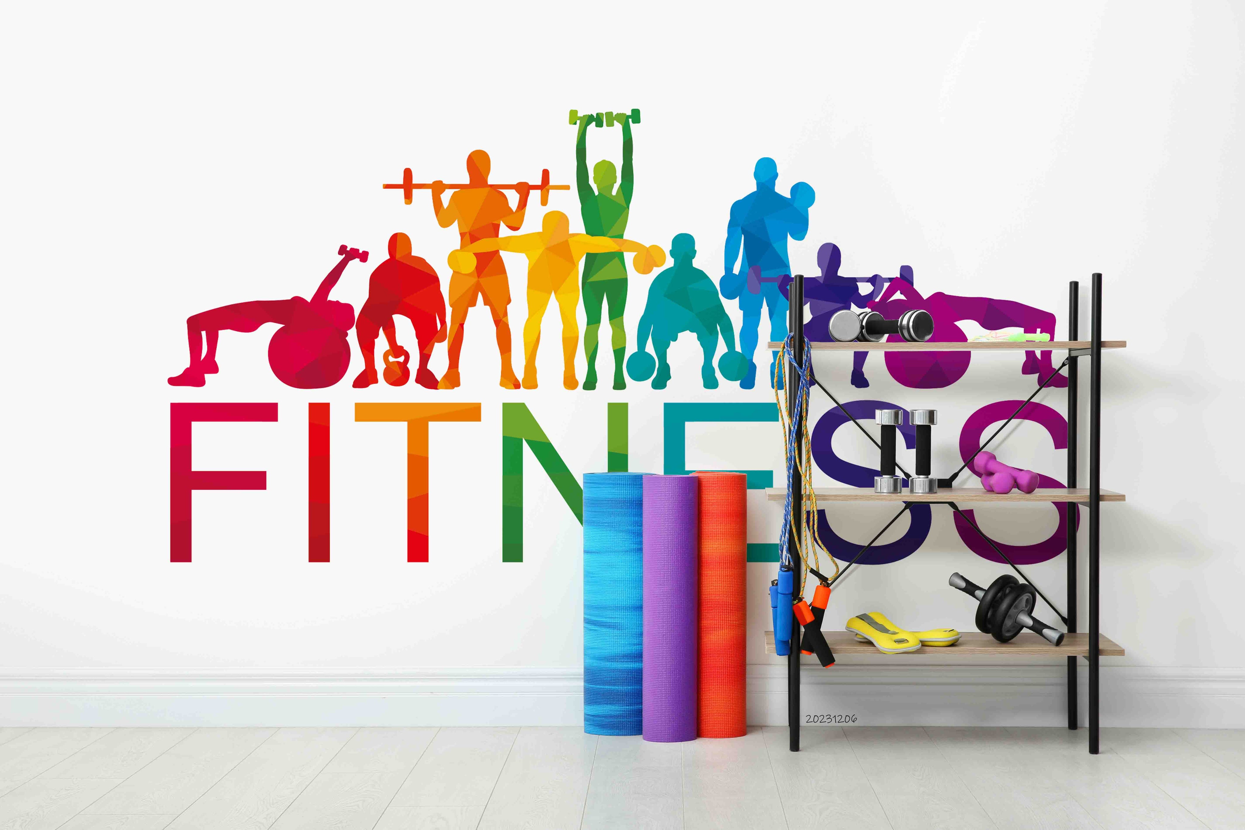 3D Poster Person Yoga Ball Weightlifting Letter Wall Mural Wallpaper YXL 93