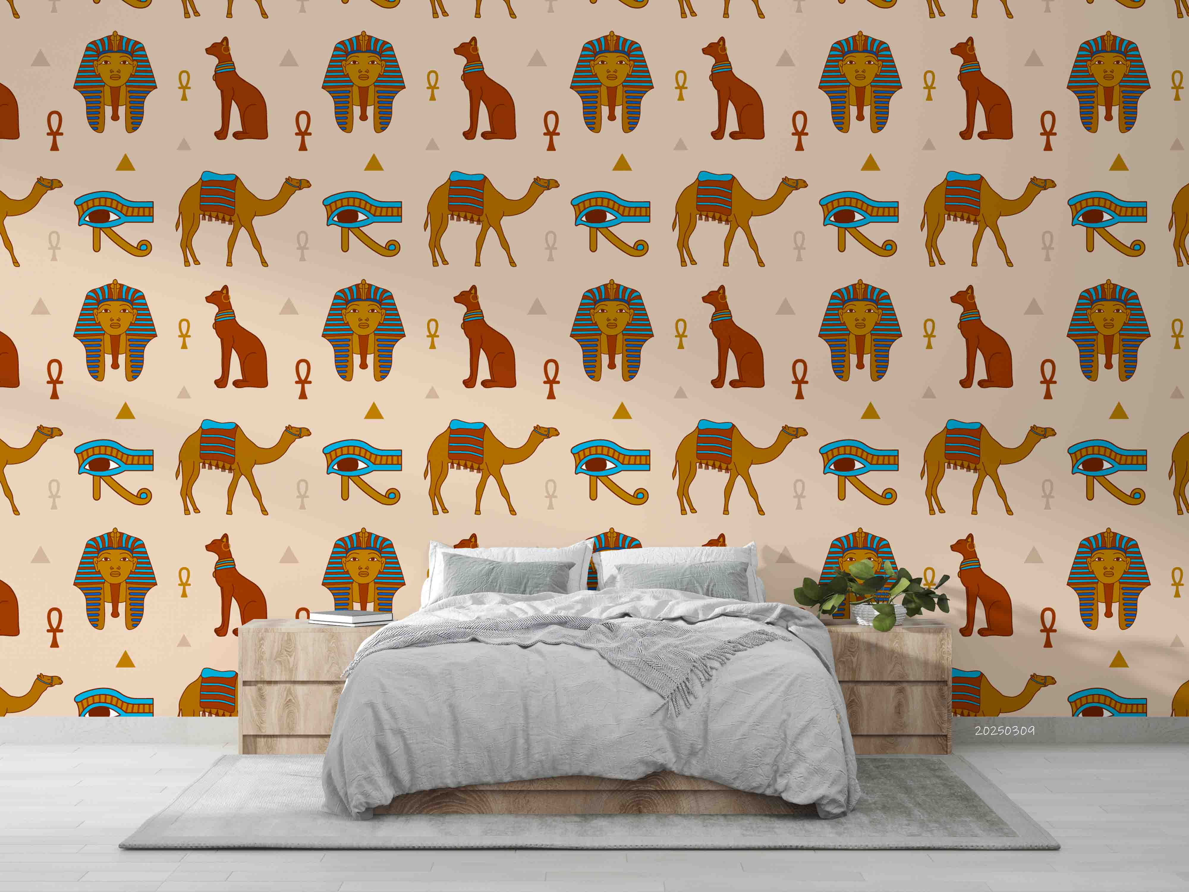 3D Egyptian Decorative Pattern Background Wallpaper Wall Mural Wall Decor Wall Art Wall Sticker Remoable Wallpaper LQH