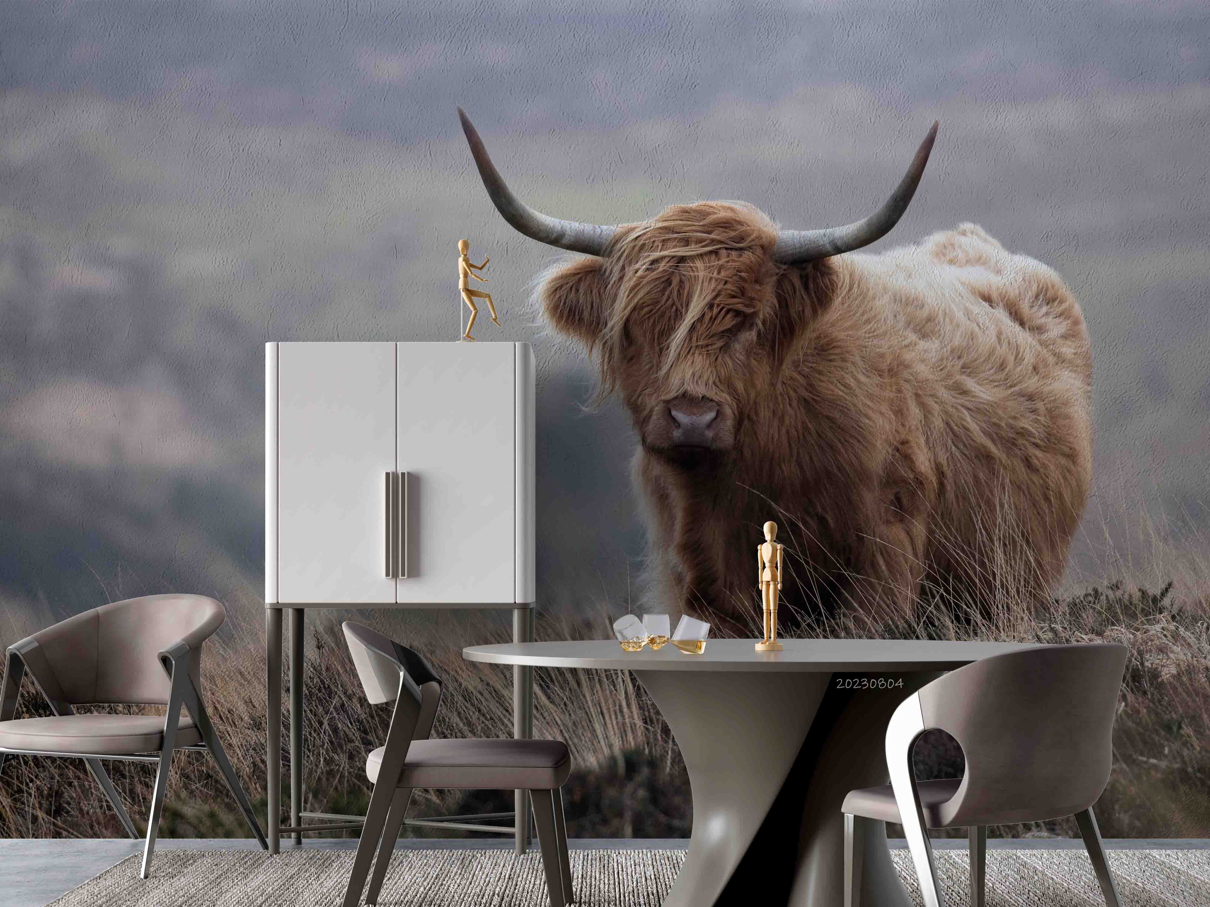 3D Animal Cattle Grassland Sky Wall Mural Wallpaper YXL 2516