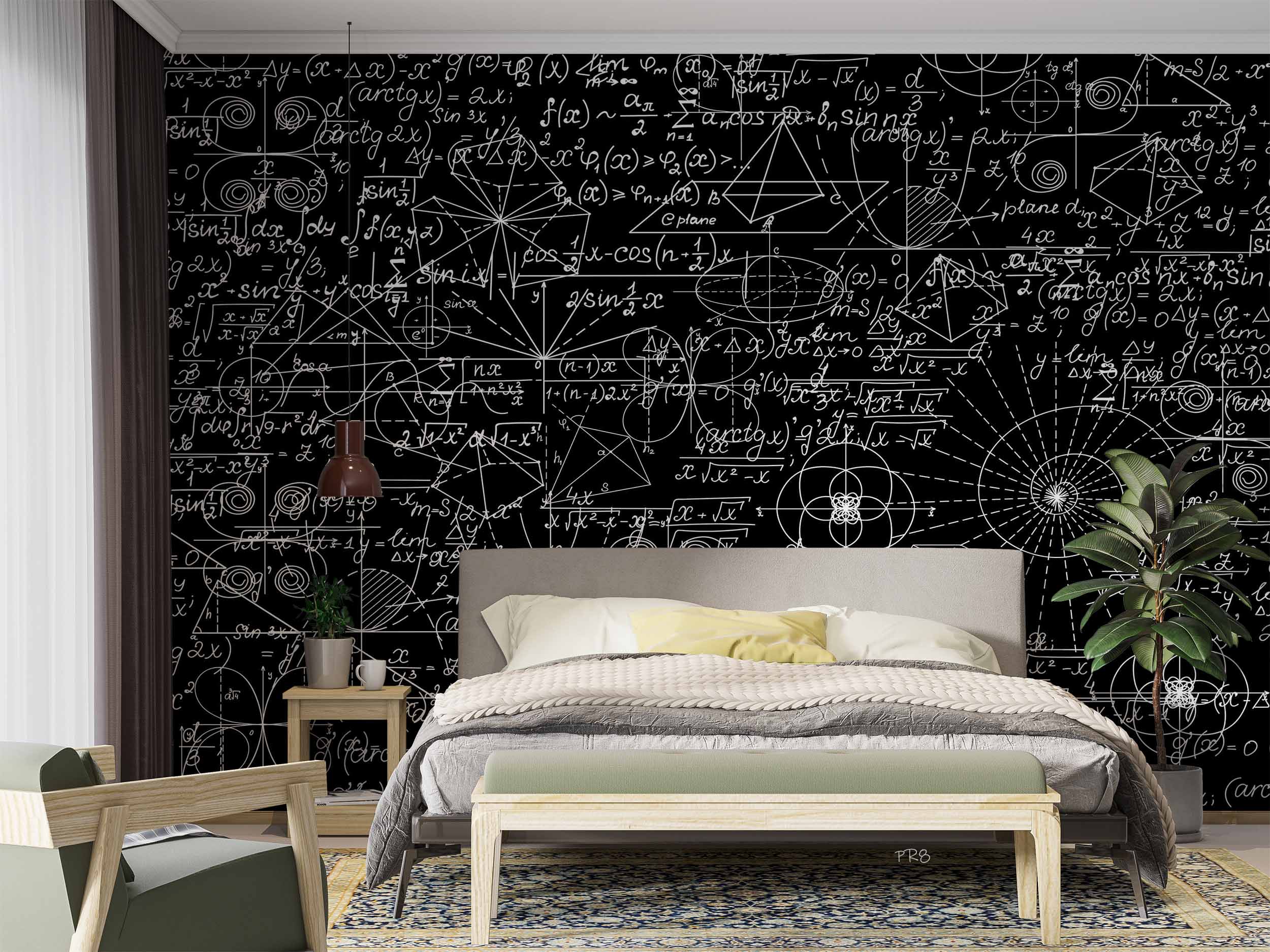3D Blackboard Mathematics Formula Graphics Wall Mural Wallpaper GD 4604- Jess Art Decoration