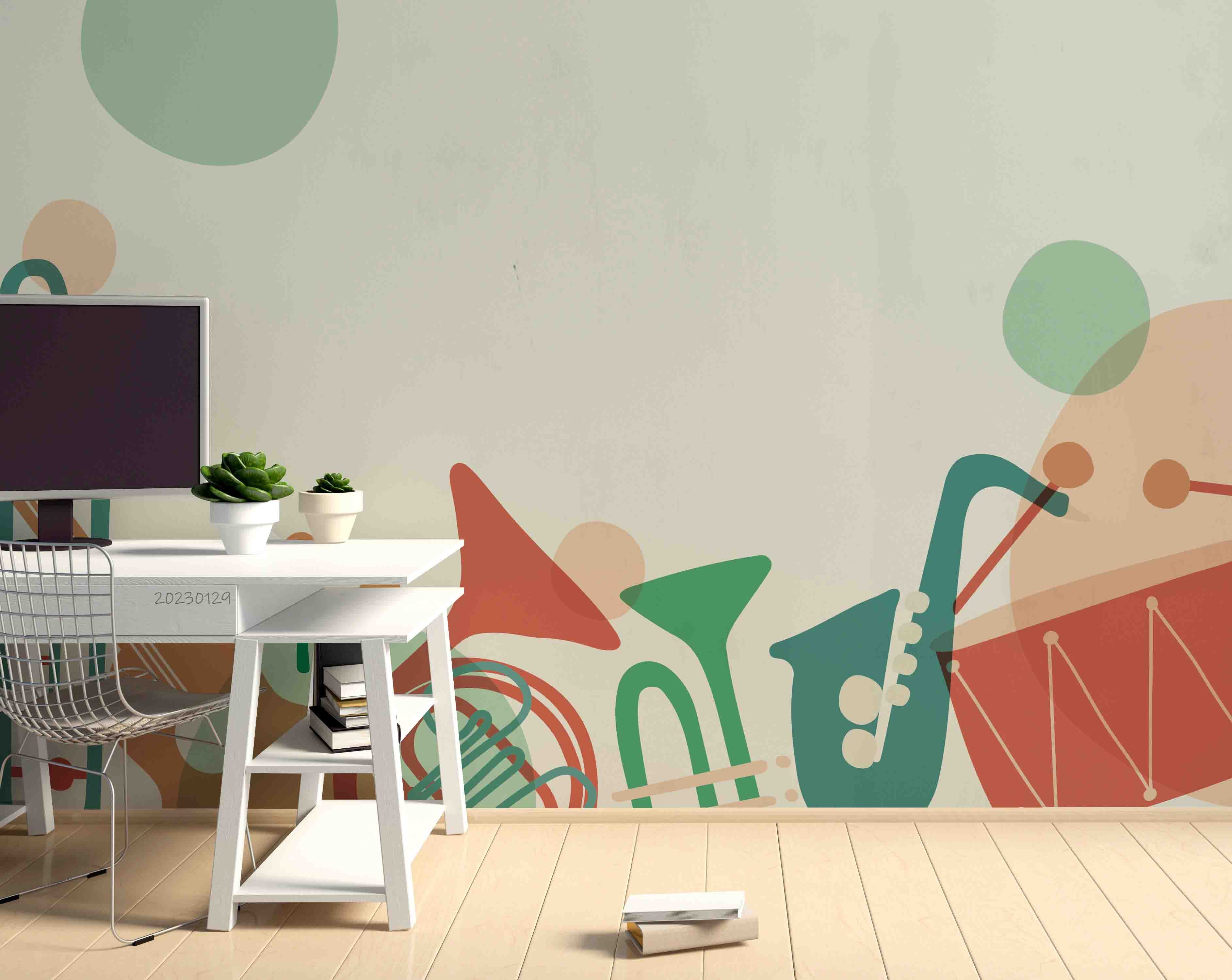 3D Abstract Guitar Musical Instruments Drum Wall Mural Wallpaper YXL 27- Jess Art Decoration