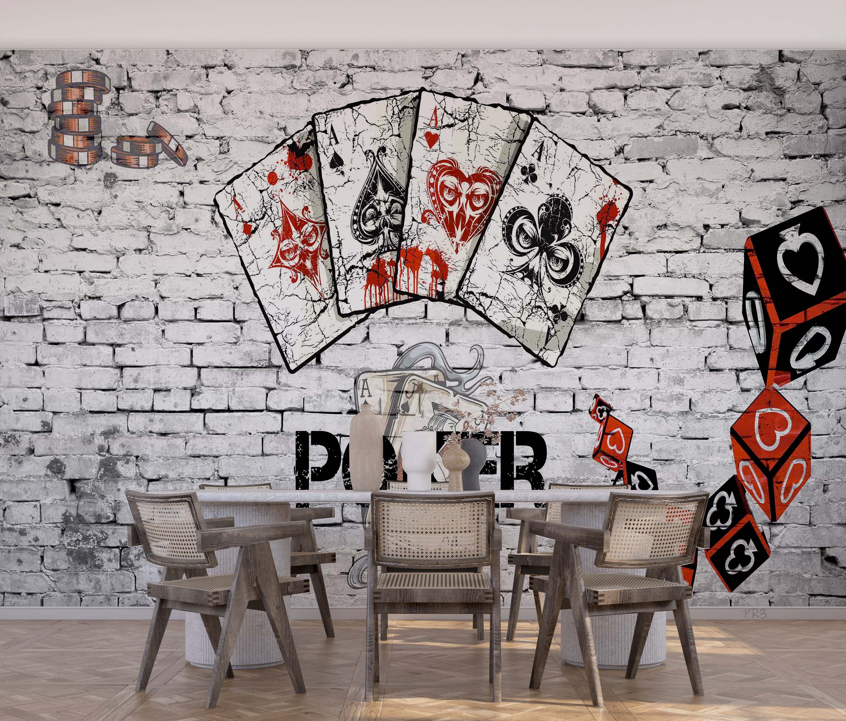 3D Abstract Art Graffiti Poker Wall Texture Wall Mural Wallpaper GD 3814- Jess Art Decoration