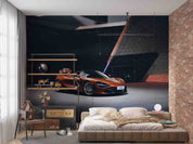 3D Orange Sports Car Wallpaper Wall Mural Wall Decor Wall Art Wall Sticker Remoable Wallpaper