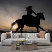 3D Cowgirl Horse Silhouette Wall Mural Wallpaper GD 5311- Jess Art Decoration