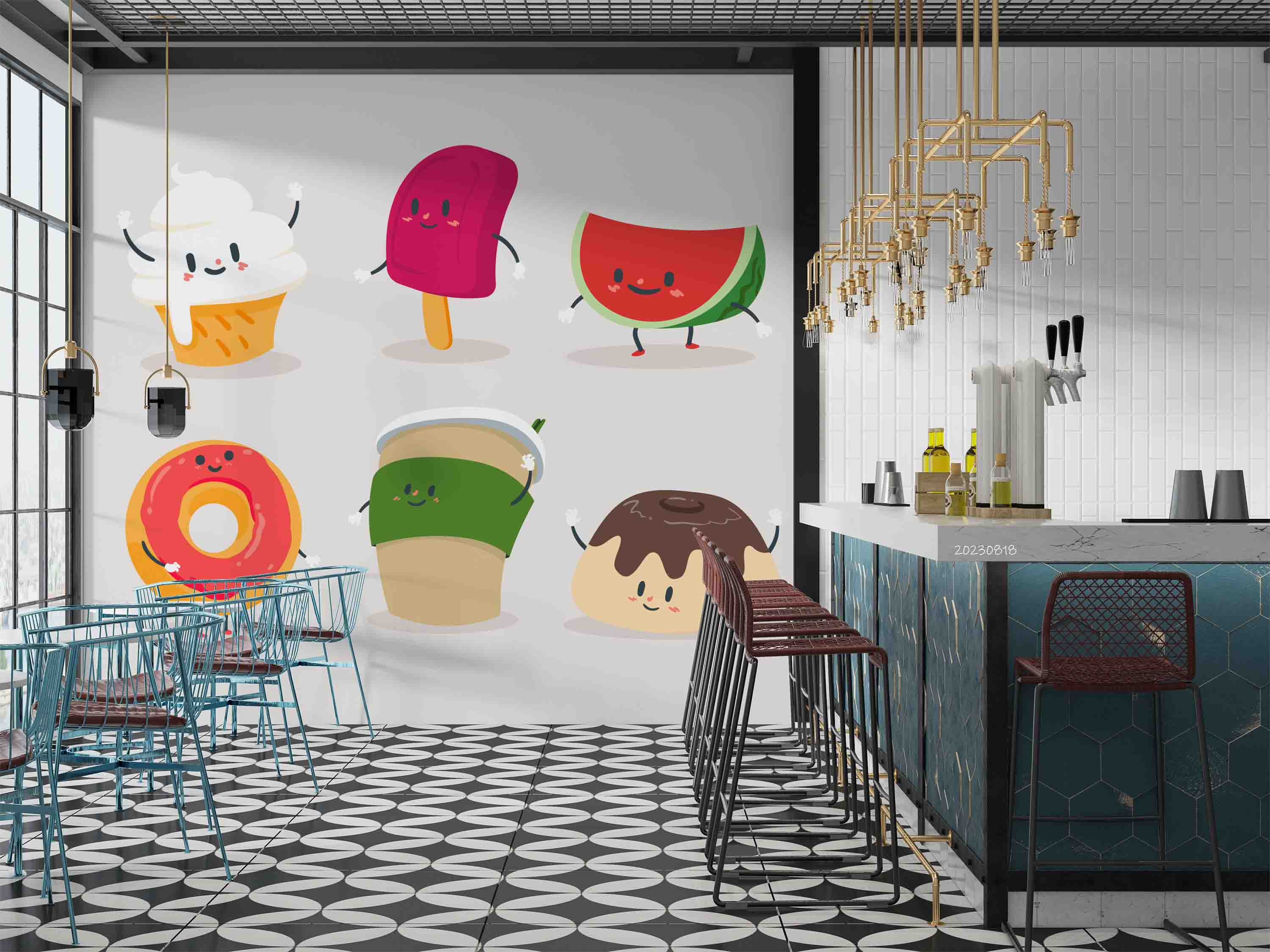 3D Ice Cream Popsicle White Wall Mural Wallpaper YXL 2317