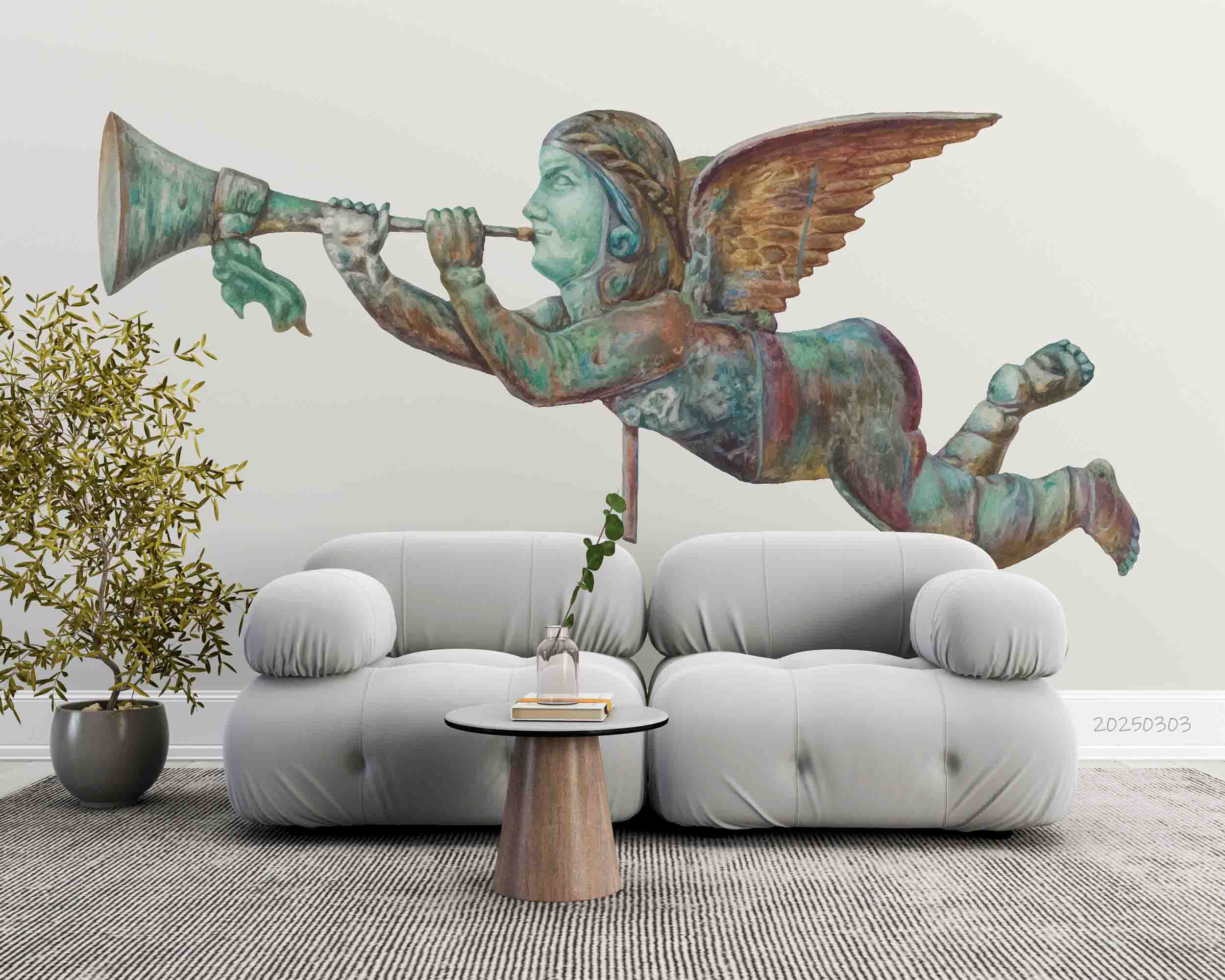 3D Hand Drawn Angel Sculpture Wallpaper Wall Mural Wall Decor Wall Art Wall Sticker Remoable Wallpaper LQH