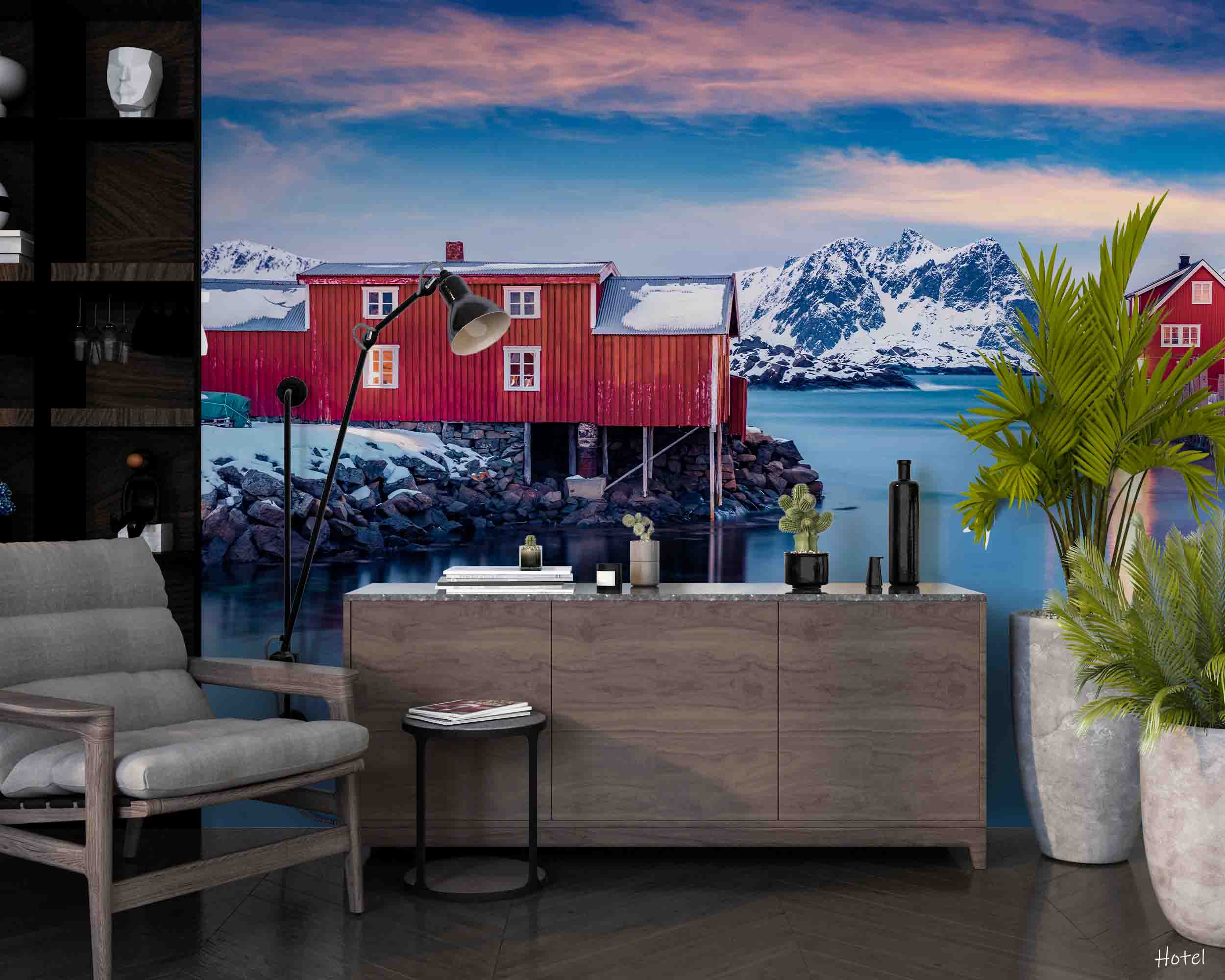 3D Hotel Inn Motel Hostel Resort Manor Scenery Mountains Sea Wall Mural Wallpaper 20