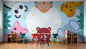 3D Childcare Nursery School Cartoon Animals Kids Wall Mural Wallpaper JN 17