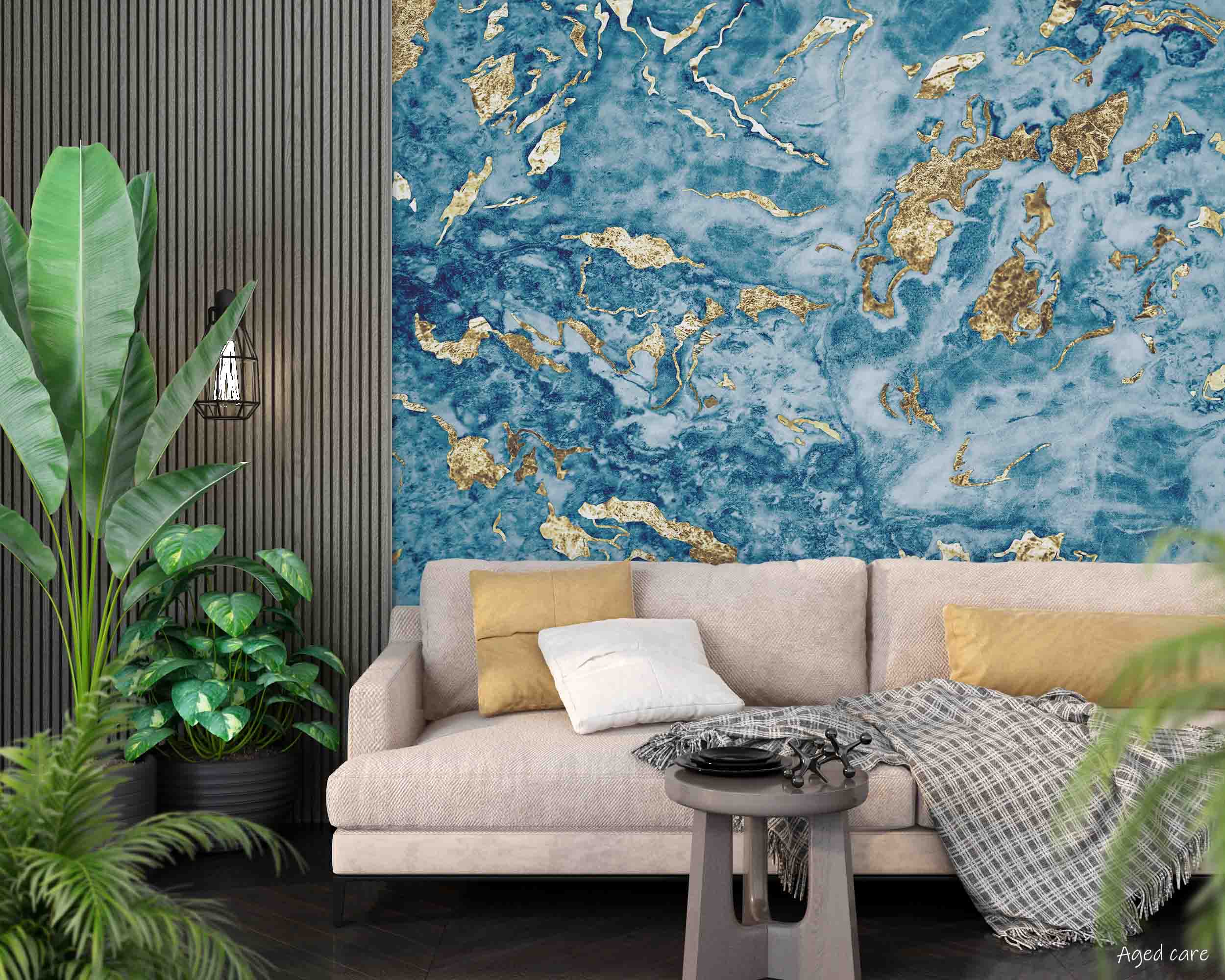 3D Aged Care Retirement Home Gerocomium Rest Home Marble Blue Wall Mural Wallpaper 29