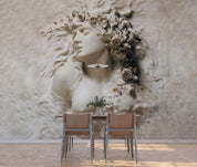 3D Sculpture Woman Floral Lvory White Wall Mural Wallpaper YXL 2750