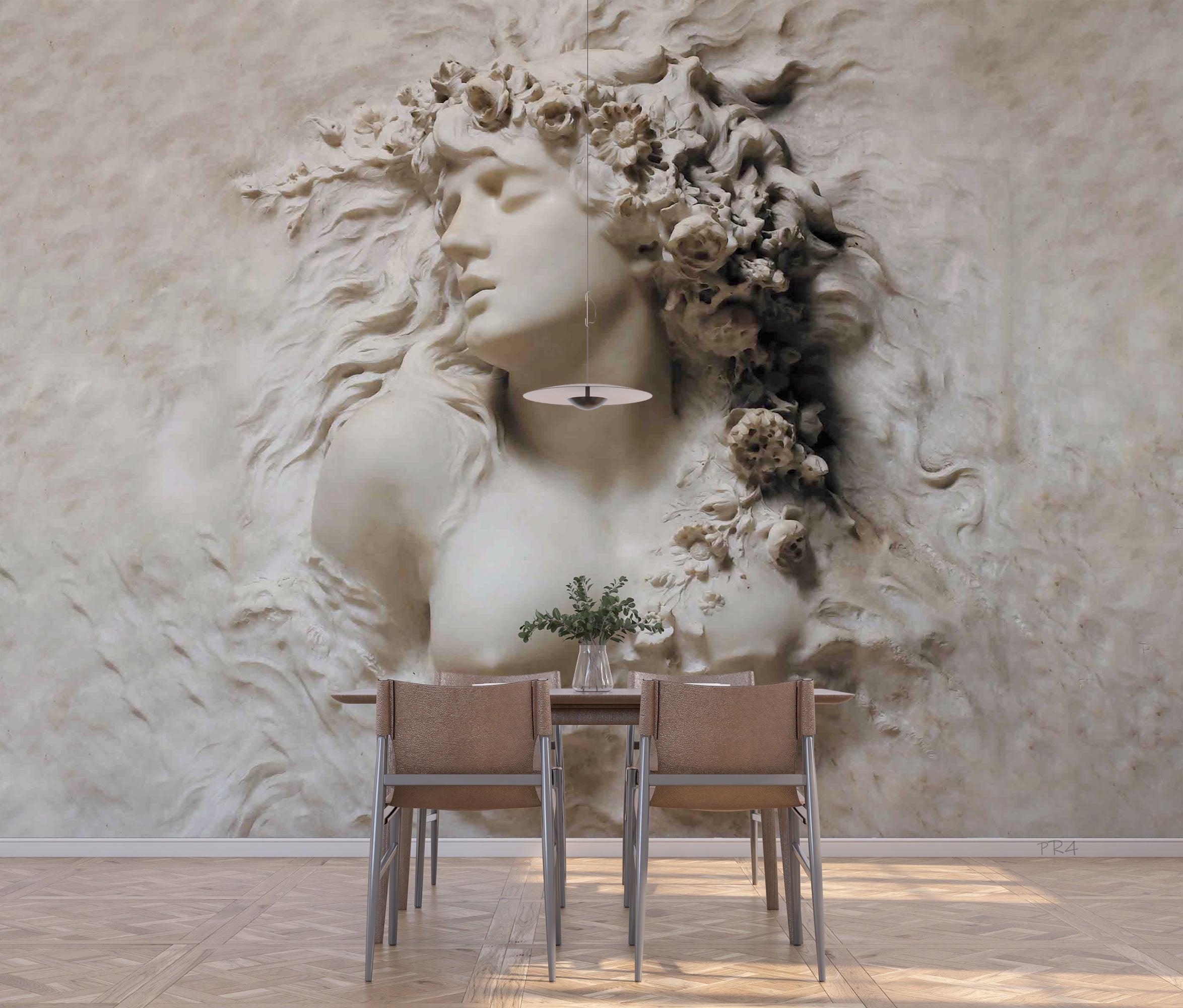 3D Sculpture Woman Floral Lvory White Wall Mural Wallpaper YXL 2750