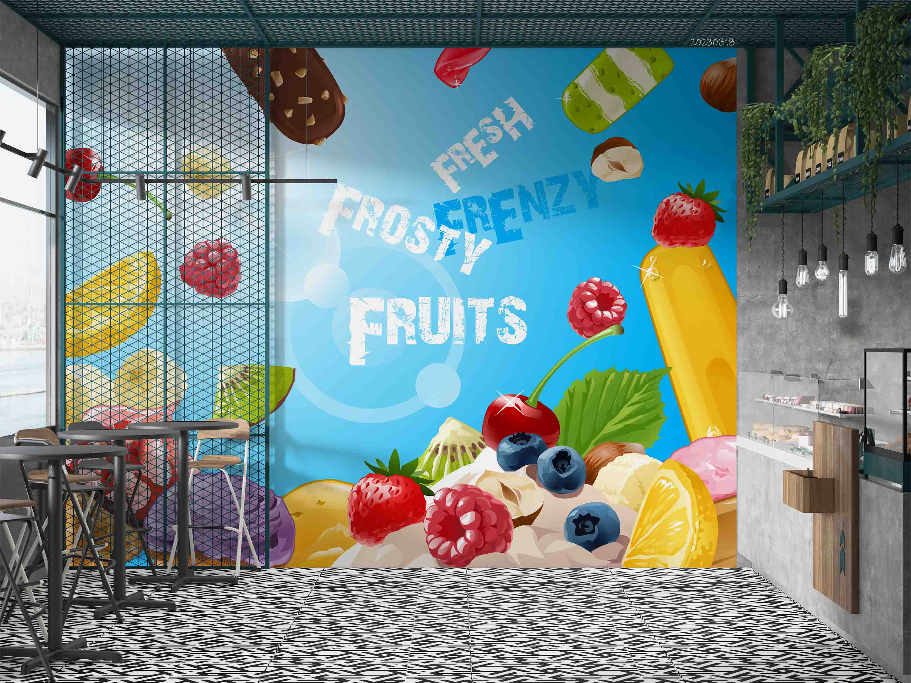 3D Ice Cream Popsicle Blue Sunlight Wall Mural Wallpaper YXL 2332