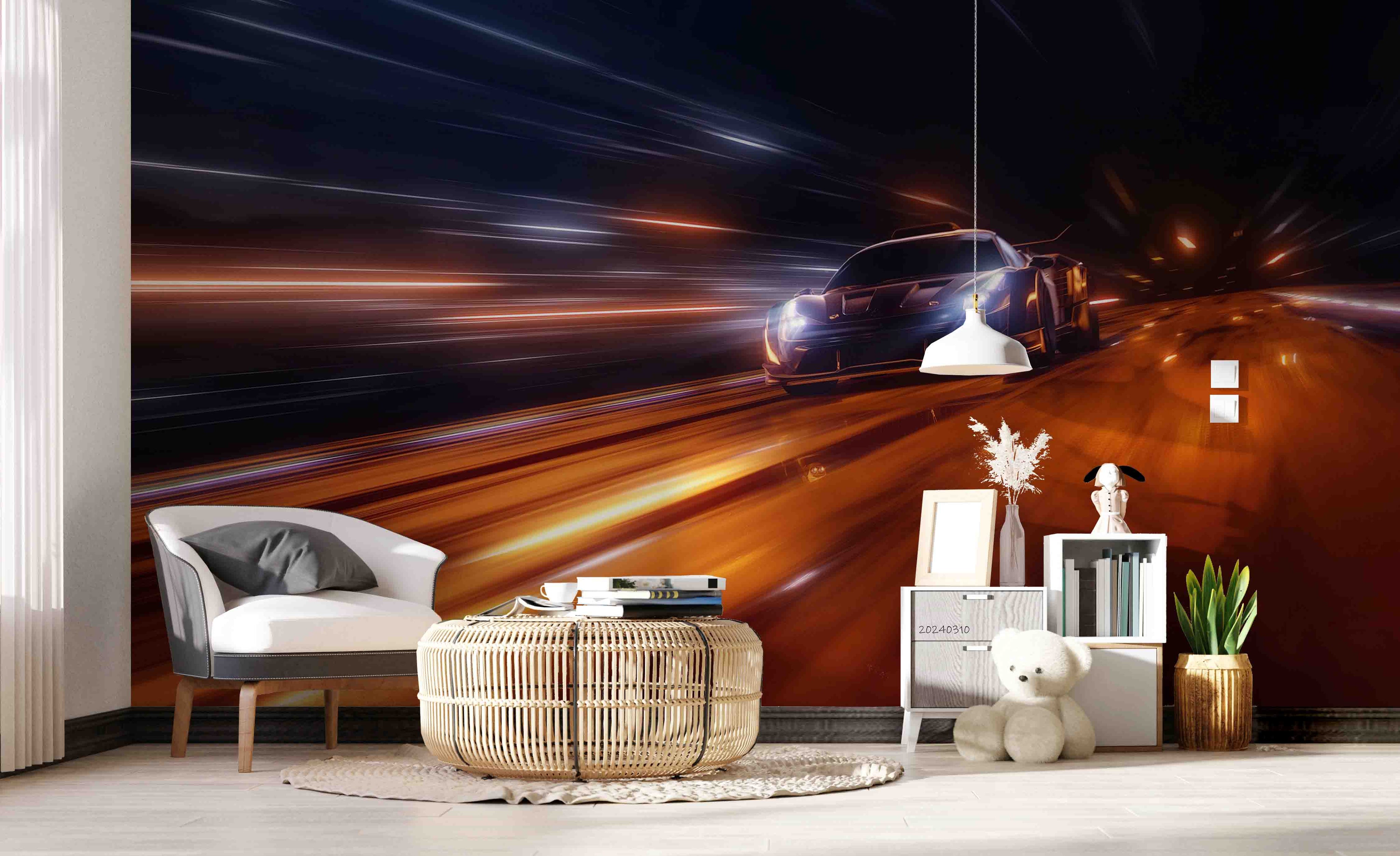 3D City Night Scene Neon Lights Sports Car Wallpaper Wall Mural Wall Decor Wall Art Wall Sticker Remoable Wallpaper