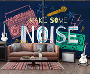 3D Pattern Letter Radio Tape Mike Yellow Pink Green Wall Mural Wallpaper YXL 22- Jess Art Decoration