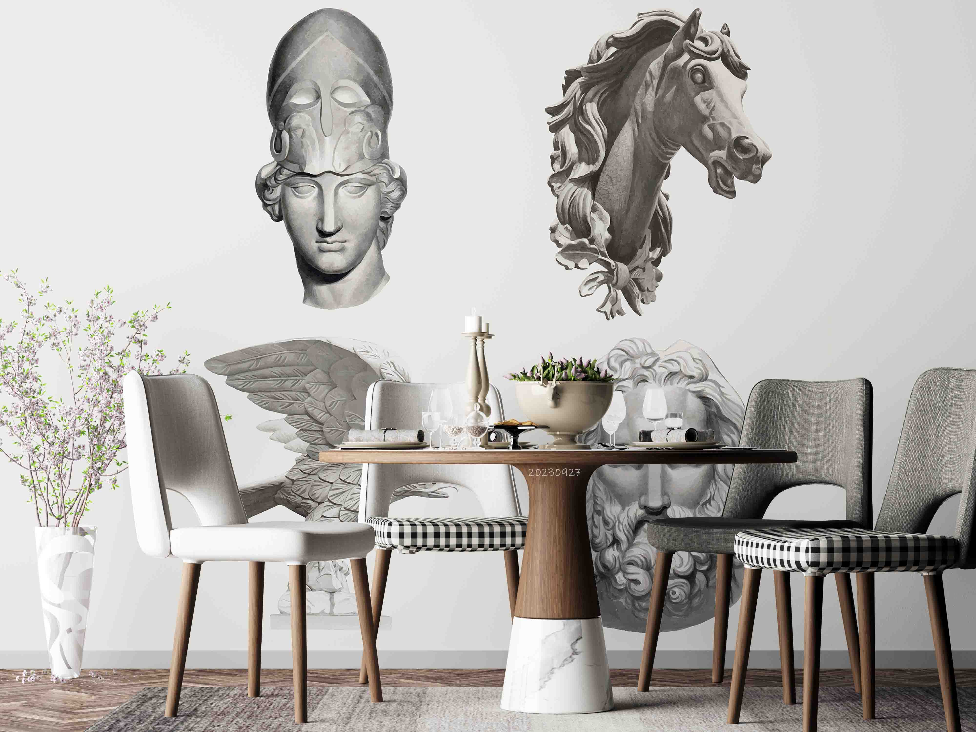 3D Sculpture Horse Eagle Head Wall Mural Wallpaper YXL 2418