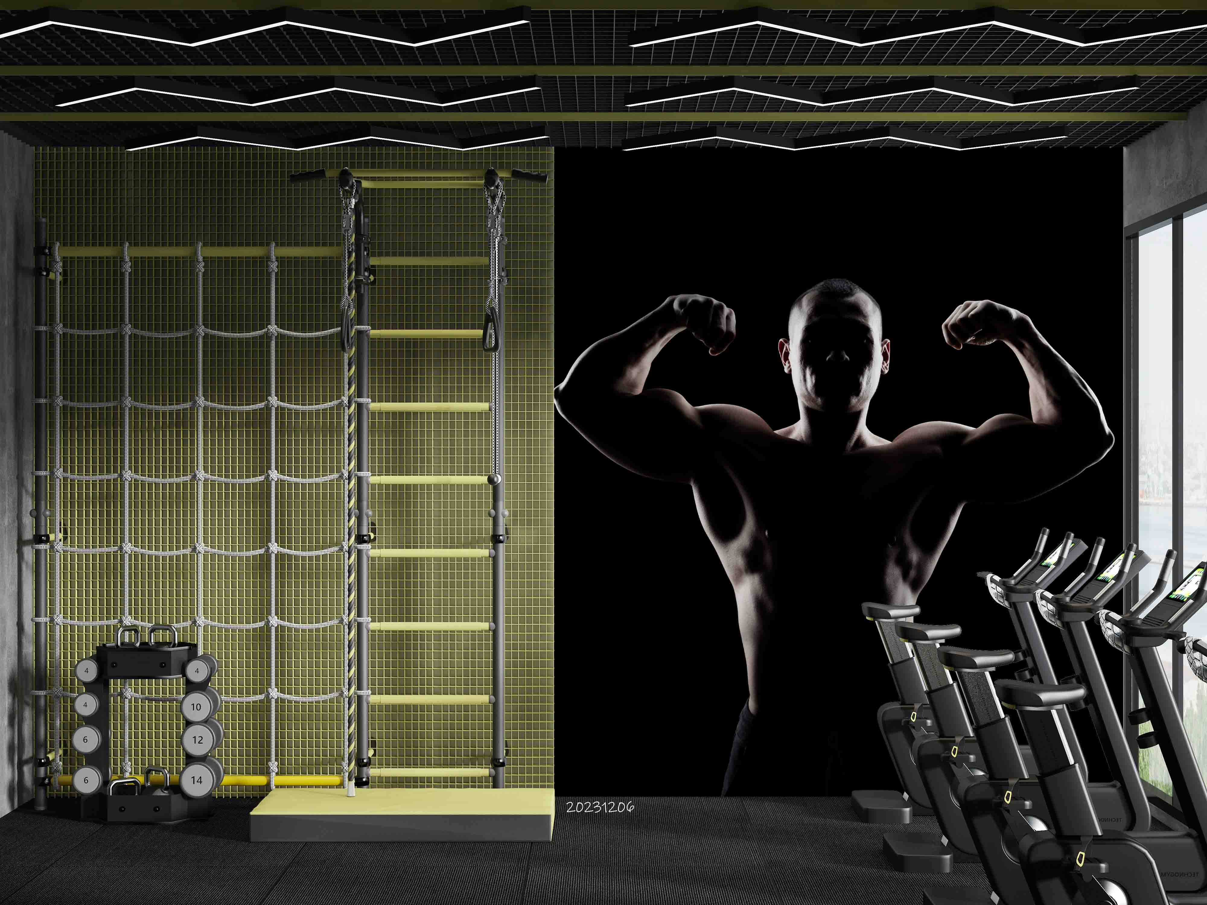 3D Gym Poster Man Abdominal Muscle Wall Mural Wallpaper YXL 72
