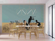 3D Museum Figure Silhouette minimal museum figure silhouette wall mural wallpaper for office - view 4