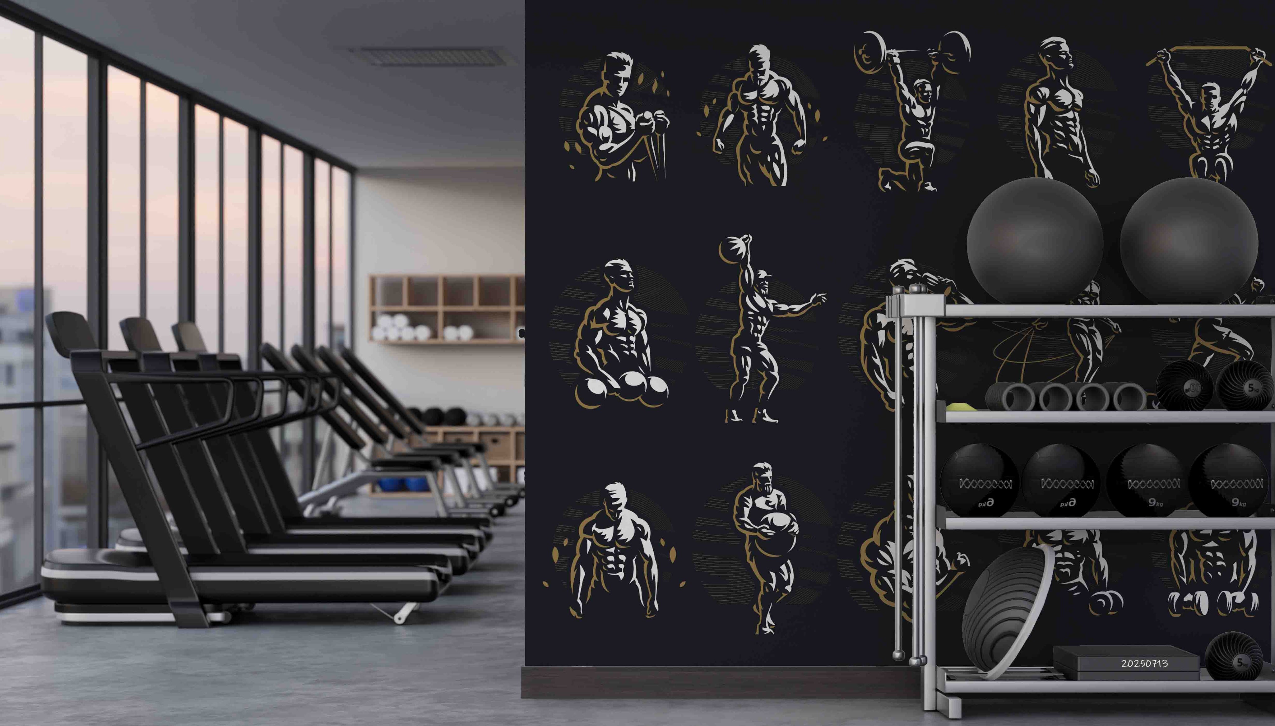 3D Gym Fitness Gymnasium Dumbbell Wall Mural Wallpaper 24