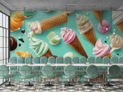 3D Ice Cream Chocolate Spread Blue Wall Mural Wallpaper YXL 2334