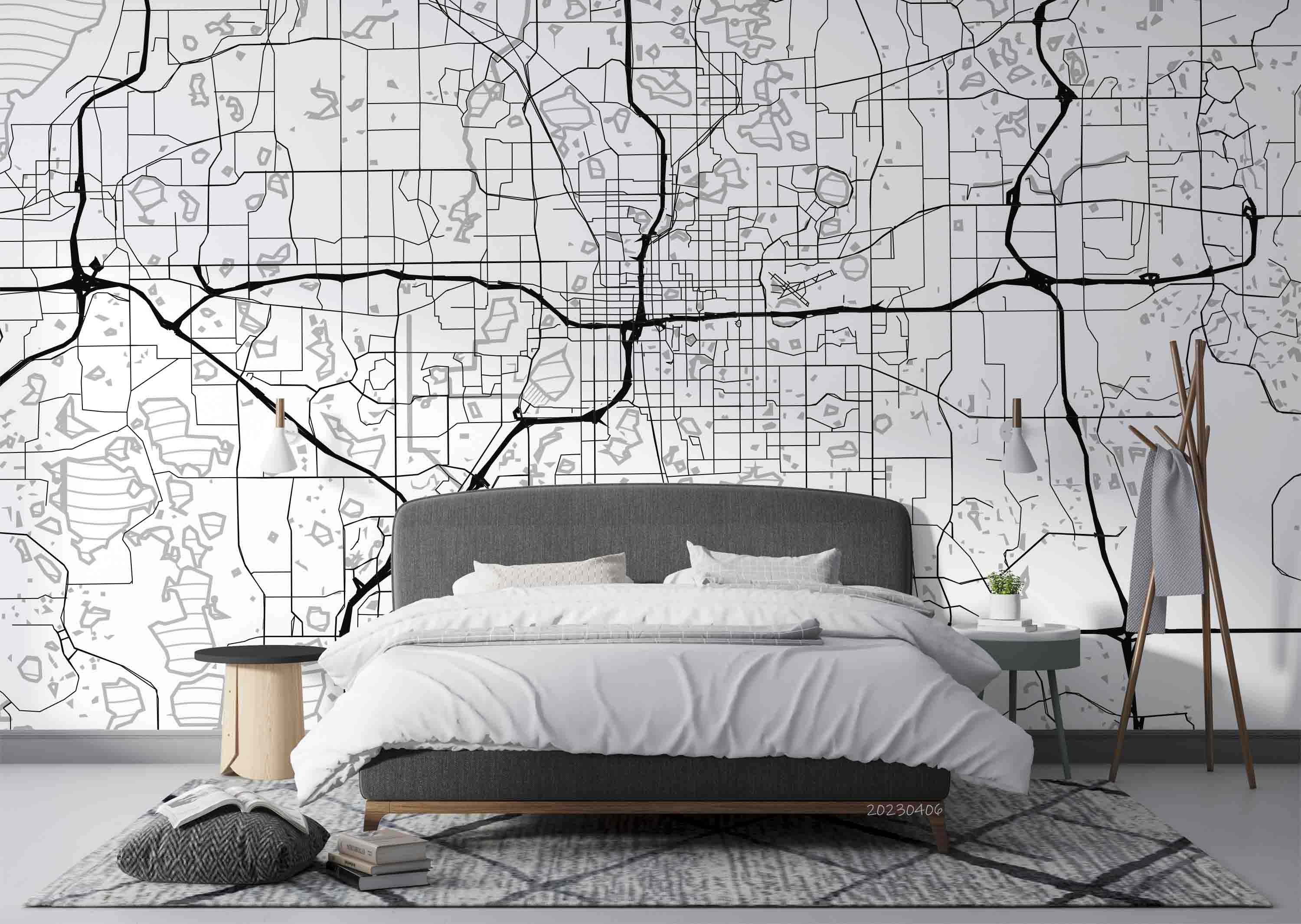 3D Area Map Land Water Roads USA Orlando Wall Mural Wallpaper GD 5634- Jess Art Decoration