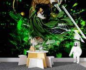 3D Cartoon Person Sword Green Wall Mural Wallpaper YXL 1194