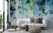 3D Watercolor Gray Green Peonies Fabric Background Wall Mural Wallpaper GD 4204- Jess Art Decoration