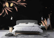 3D Leaves Texture Dark Background Wallpaper Wall Mural Wall Decor Wall Art Wall Sticker Remoable Wallpaper