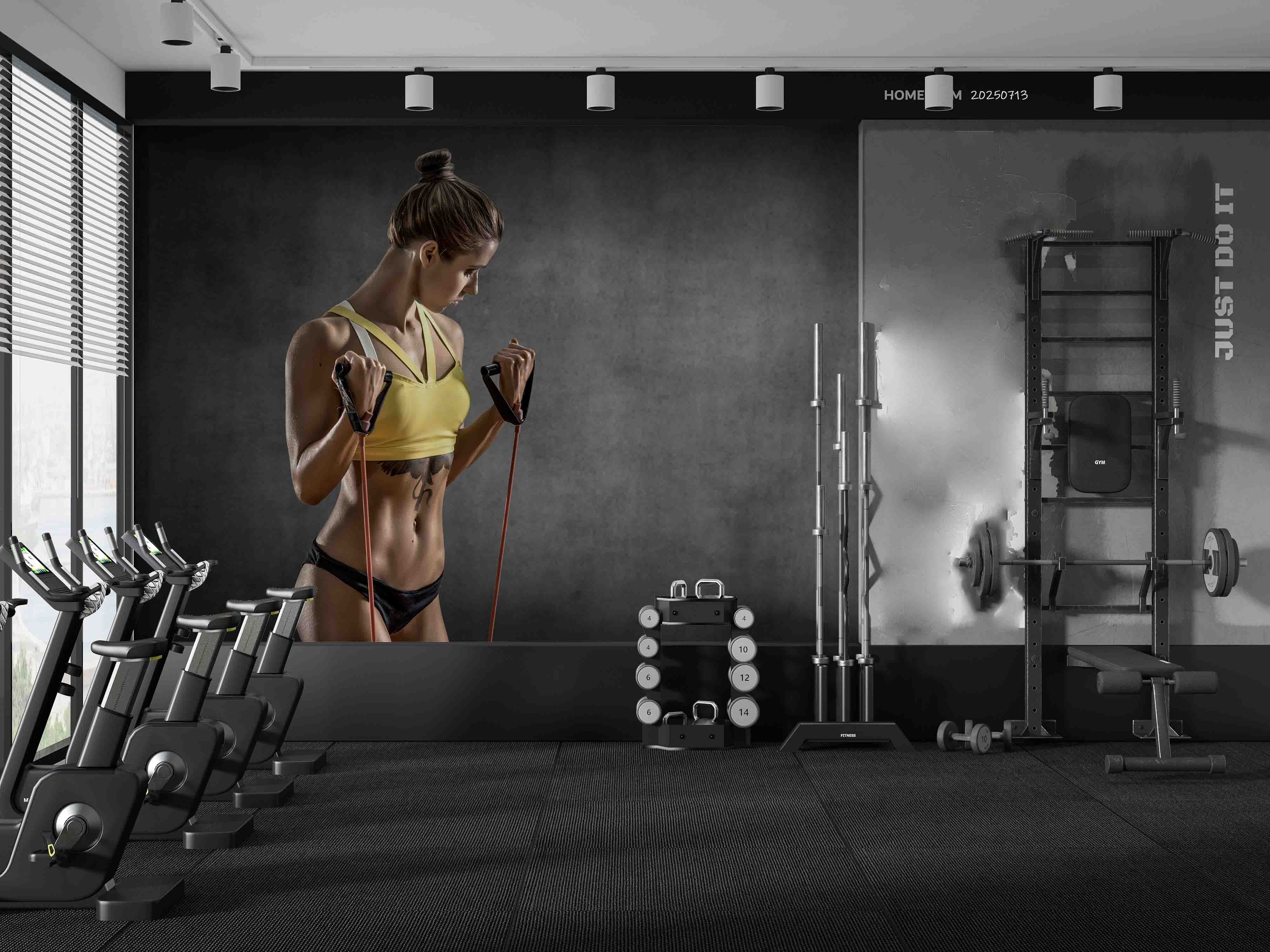 3D Gym Fitness Gymnasium Dumbbell Wall Mural Wallpaper 26