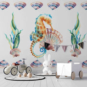 3D Animal Sea Horse Conch Coral Wall Mural Wallpaper YXL 48