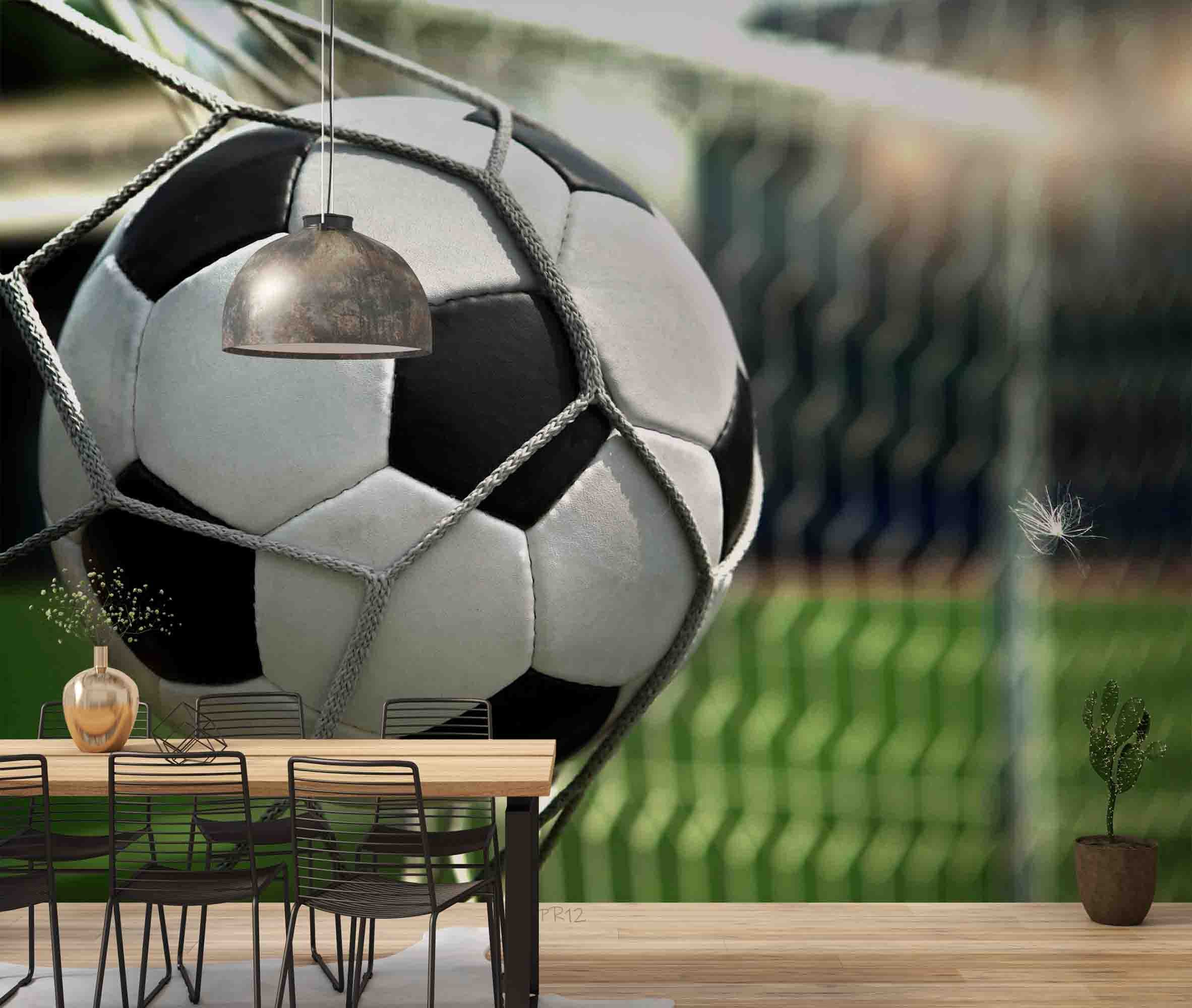 Soccer Goal Net Football Stadium Wallpaper football stadium wall mural for sports room, club room or fan space - view 3