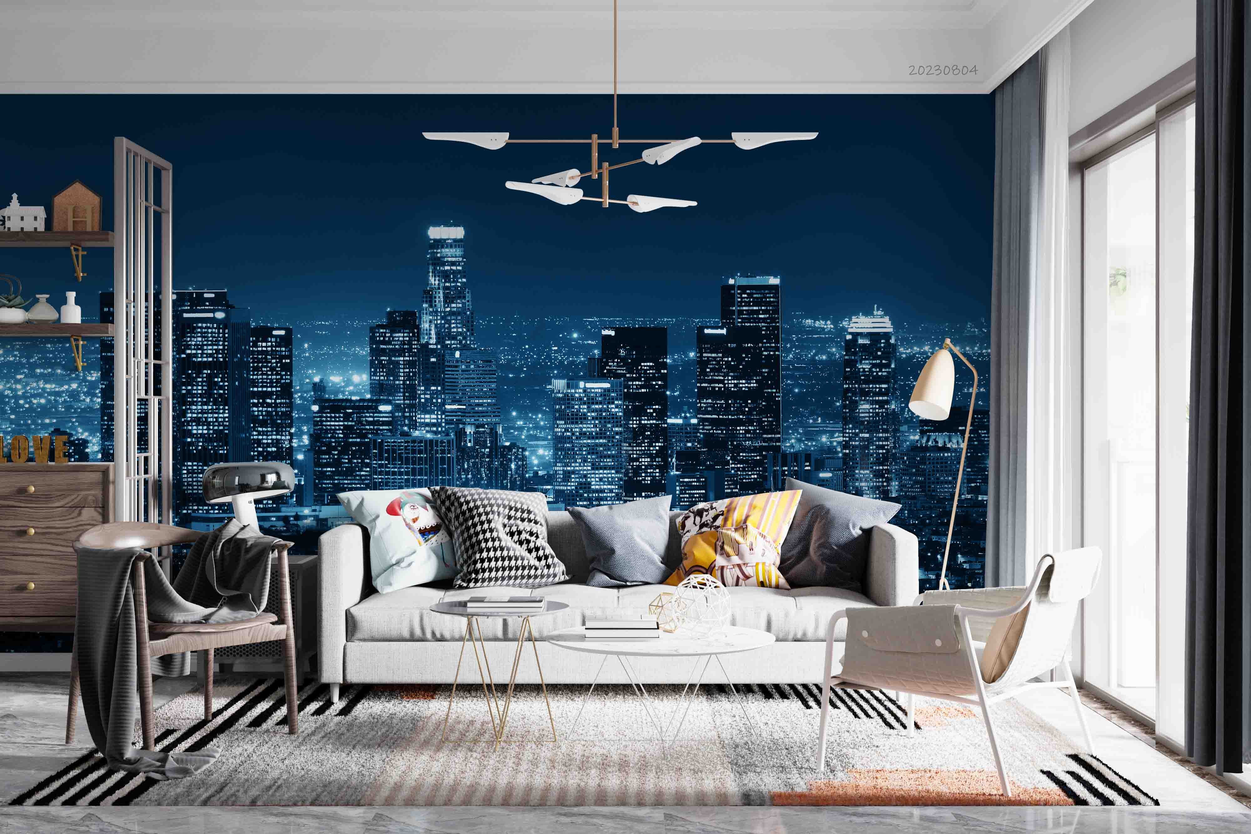 3D City Night View Mansion Wall Mural Wallpaper YXL 2487