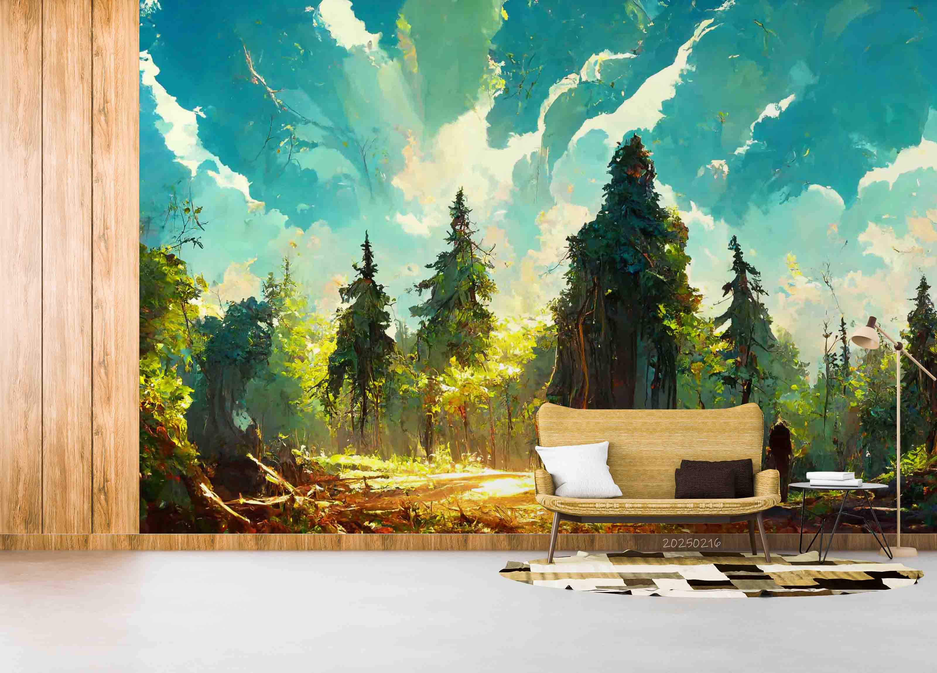 3D Sky Cloud Forest Landscape Oil Painting Wallpaper Wall Mural Wall Decor Wall Art Wall Sticker Remoable Wallpaper LQH