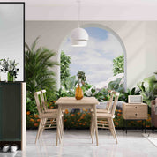 3D Tree Floral Leaf Stone Door Cloud Sky Wall Mural Wallpaper YXL 3072