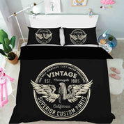 3D Tyre Wing Letter Round Black Quilt Cover Set Bedding Set Duvet Cover Pillowcase 378