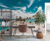 3D Tropical Beach Sea Coconut Tree Holiday Home Wall Mural Wallpaper GD 3163- Jess Art Decoration