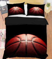 3D Sports Basketball Black Quilt Cover Set with Pillowcases