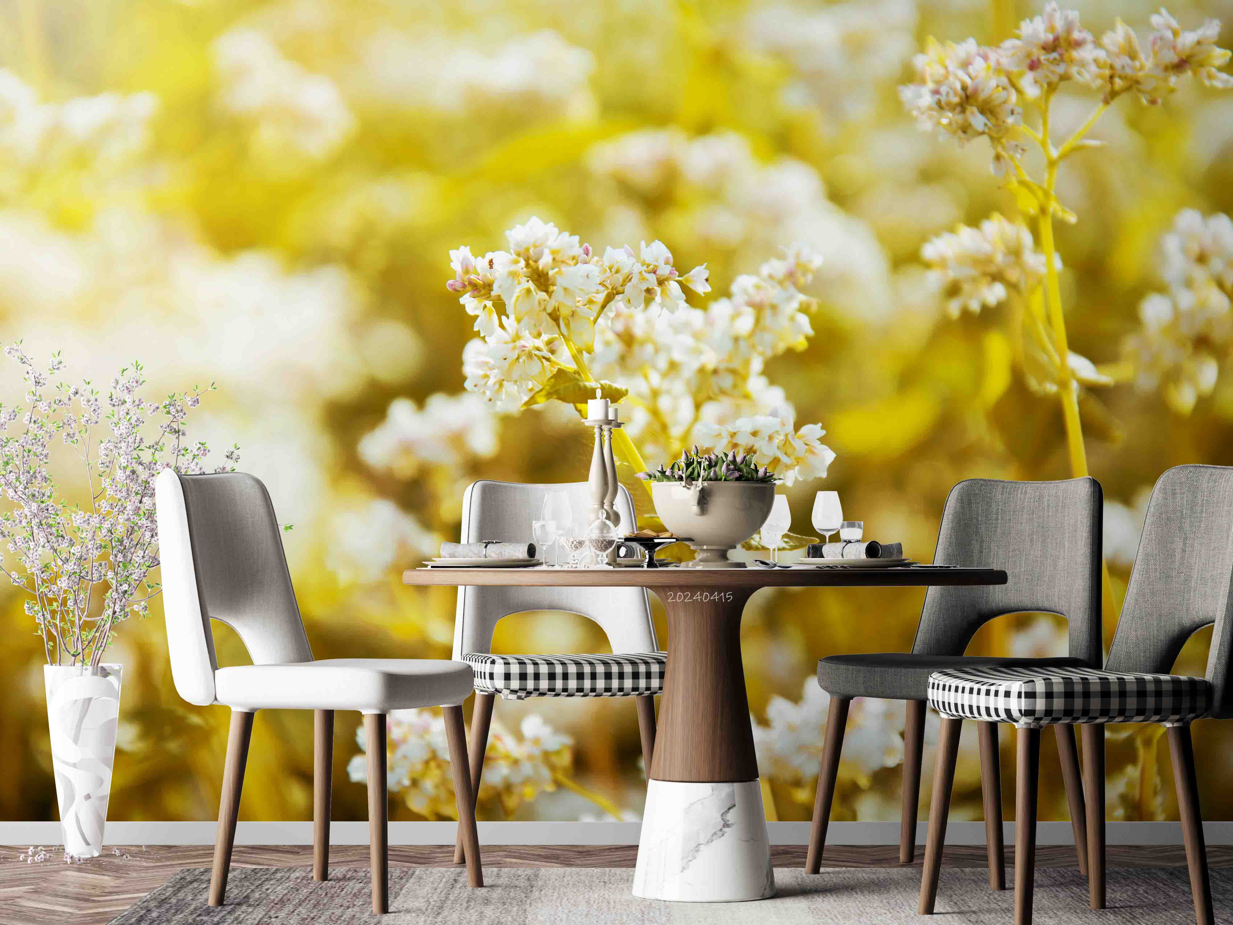 3D White Floral Wallpaper Wall Mural Wall Decor Wall Art Wall Sticker Remoable Wallpaper