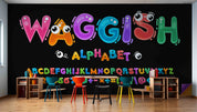 3D Childcare Nursery School Cartoon Letters Graffiti Wall Mural Wallpaper JN