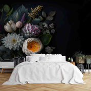 3D Floral Bouquet Dark Background Wallpaper Wall Mural Wall Decor Wall Art Wall Sticker Remoable Wallpaper