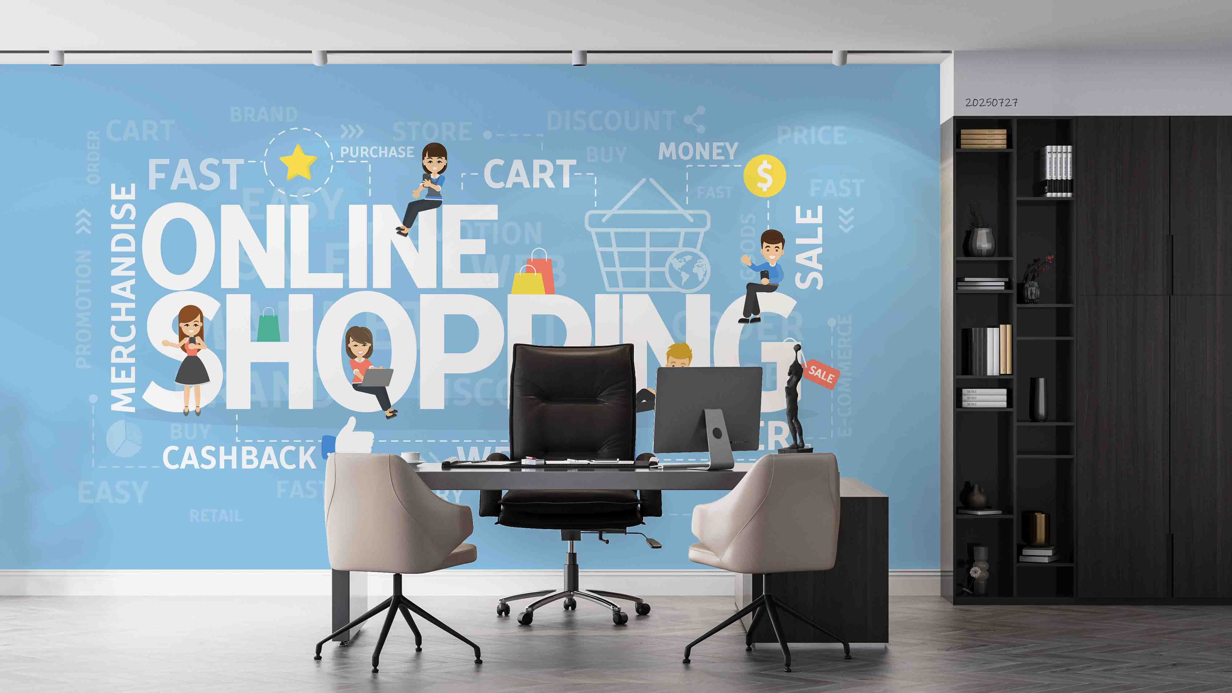 3D Office Business Commerce Technology Online Shopping Wall Mural Wallpaper 11