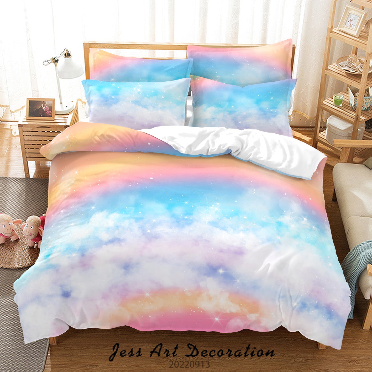 3D Sky Cloud Star Quilt Cover Set Bedding Set Duvet Cover Pillowcase 94