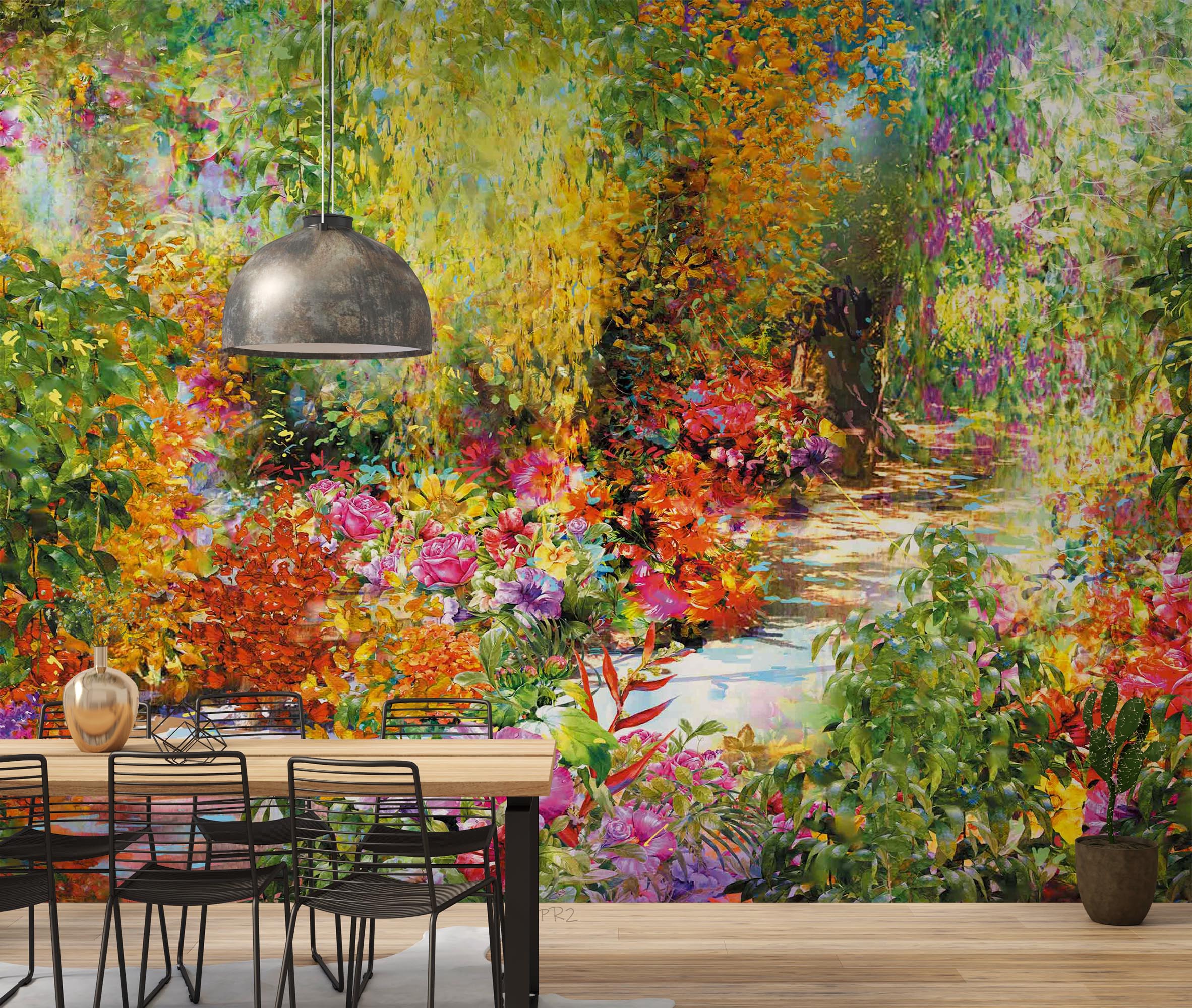 3D Oil Painting Summer Forest Trees Floral Wall Mural Wallpaper GD 3707- Jess Art Decoration