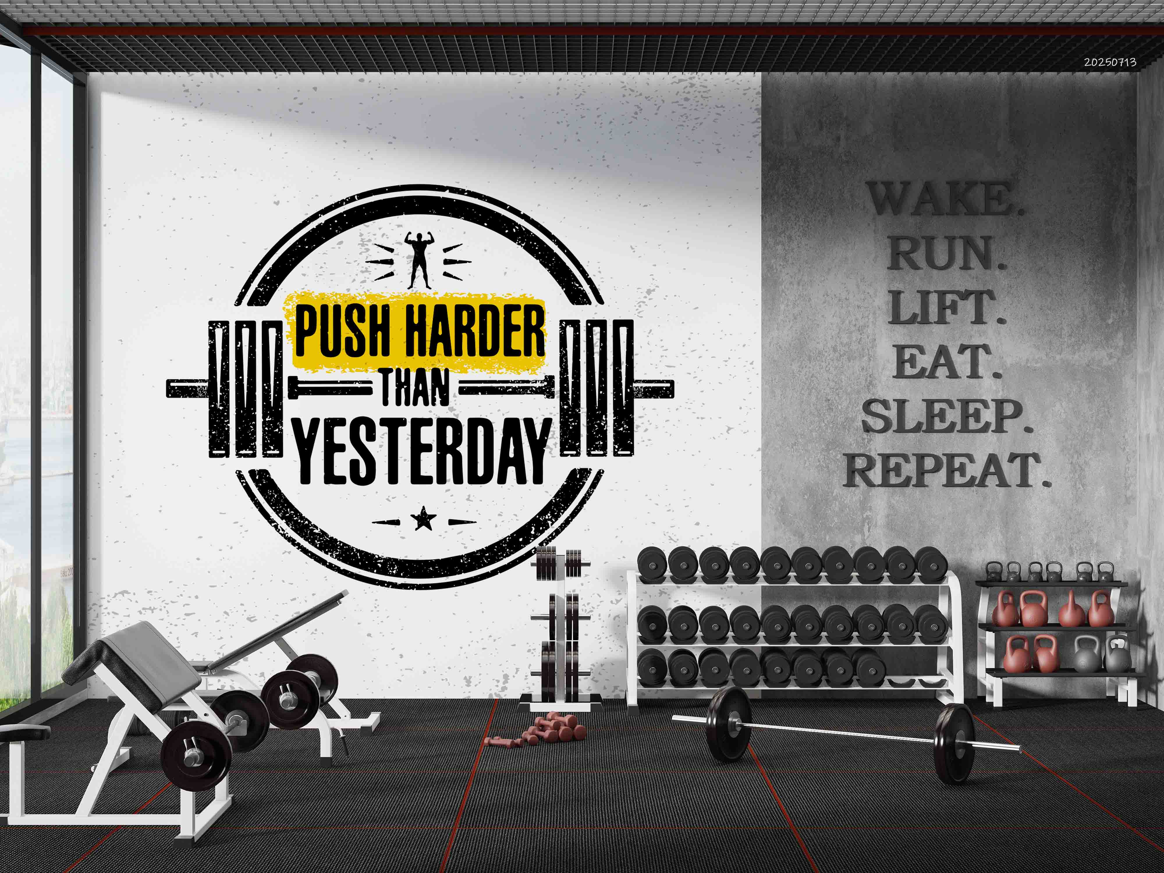 3D Gym Fitness Gymnasium Dumbbell Wall Mural Wallpaper 53