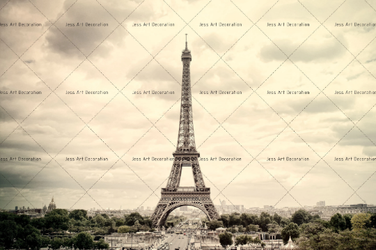 3D Eiffel Tower Cloud Sky romantic Paris skyline scene wall mural wallpaper for office - view 5