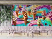 3D Ice Cream Chocolate Spread Ripple Wall Mural Wallpaper YXL 2337