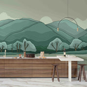 3D Watercolor Green Mountain Forest Scenery Wallpaper Wall Mural Wall Decor Wall Art Wall Sticker Remoable Wallpaper 9