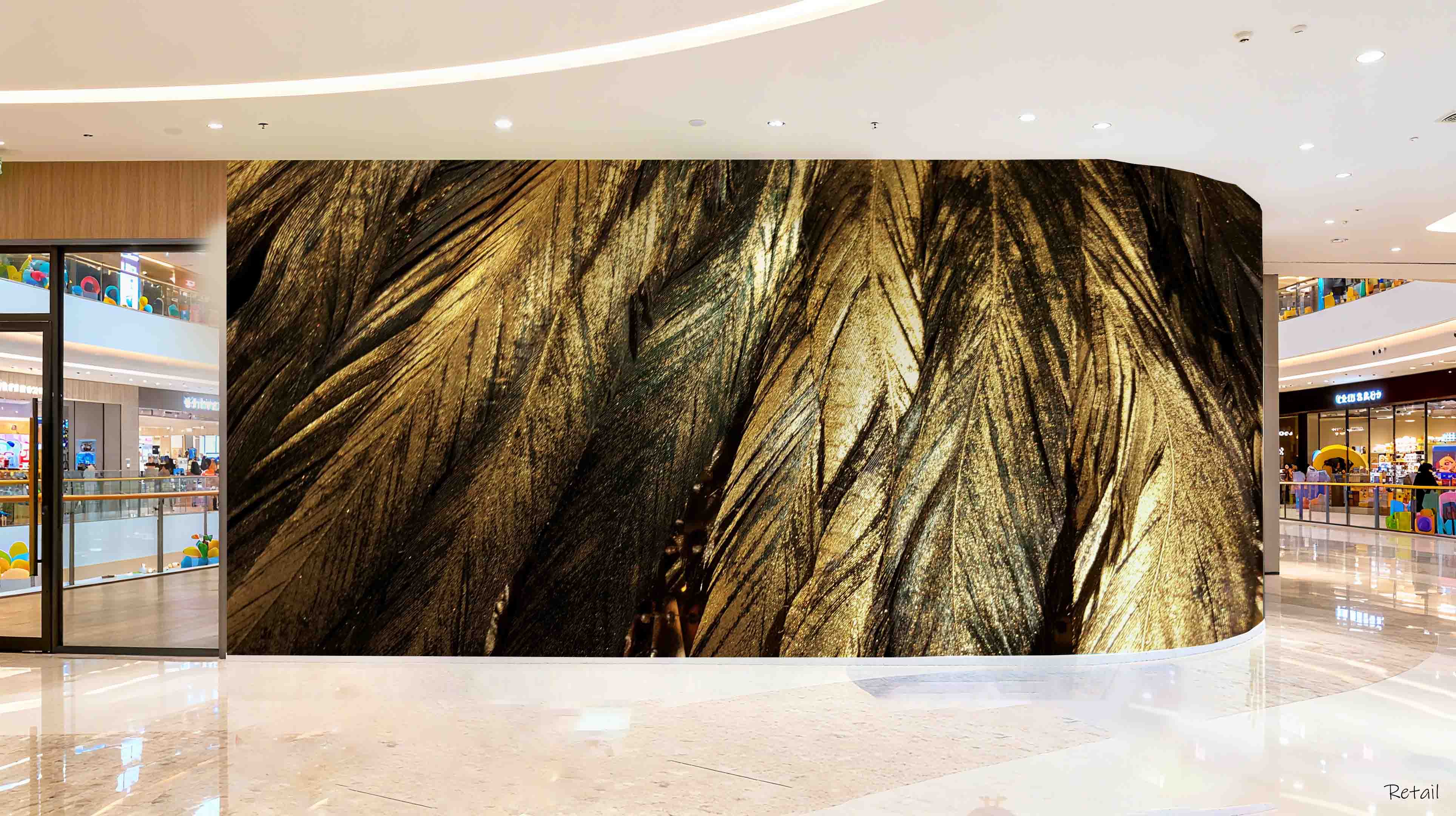 3D Retail Shop Store Market Trade Feather Wall Mural Wallpaper 18