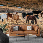 3D Icelandic Horse Group Wall Mural Wallpaper GD 5334- Jess Art Decoration